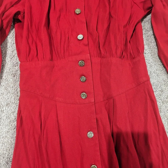 Vintage Button front long sleeve red dress Susan Bennett size 8 - Picture 3 of 12